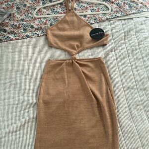 White Fox- Break My Stride Midi Dress Beige Medium *Never Worn*